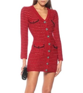 레드 트위드 원피스 S. Red Melange Knit Dress