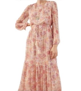 핑크 나염 실크 원피스      V. Pink printed silk dress