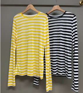 스트라이프 실크 티셔츠    T. Striped silk T-shirt