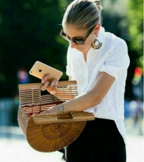 슬러브 대나무 바구니 가방    Slub Bamboo Basket Bag