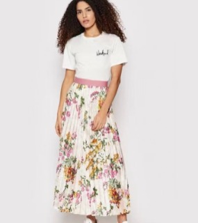 플라워 롱 주름 치마        C.a flower-long pleated skirt
