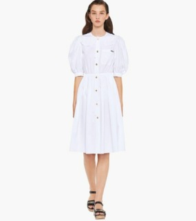 입체 버블 슬리브 롱 이형 버튼 가디건 원피스    ﻿ S. Three-dimensional bubble sleeve long-shaped button cardigan dress