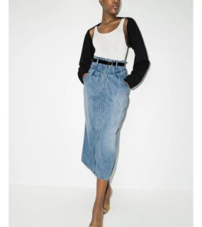버튼 트임 롱 청치마    A.button-slit long jean skirt