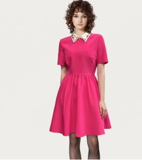 큐빅 카라 핑크 미니 드레스   . ﻿ V. cubic collar pink mini-dress