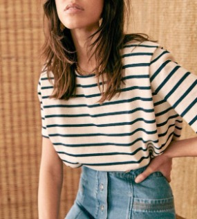 여성 스트라이프 반팔 풀오버  women&#039;s Stripe Short-Sleeved Pullover