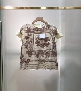 여성 고급 패턴 반팔 블라우스  L .women&#039;s high-quality pattern short-sleeved blouse