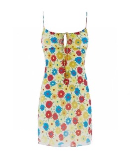 여름 끈나시 플로럴 디자인 미니원피스    S. Summer String Sleeveless Floral Design Mini Dress