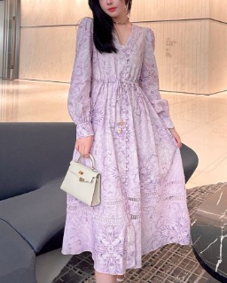 봄 세련된 디자인 주름진 롱 드레스  Spring Sophisticated design wrinkled long dress