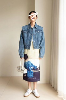 미술 프린트 디자인 고급진 롱스커트    Art print design luxurious long skirt