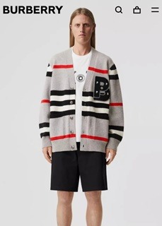 아이콘 스트라이프 울 오버사이즈 가디건   B. iKON Striped Wool Oversize Cardigan