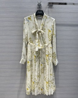 여성 옐로우 플라워 디자인 롱원피스   Women&#039;s Yellow Flower Design Long Dress