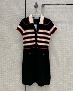 데일리 컬러 단가라 반팔 원피스  Daily color Striped short-sleeved dress