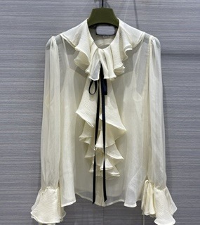 여성 화이트 레이스 디자인 블라우스  Women&#039;s White Lace Design Blouse