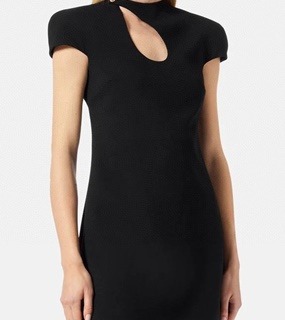 여성 블랙 쇄골 트임 디자인 미니원피스   Women&#039;s Black Collarbone Slit Design Mini Dress