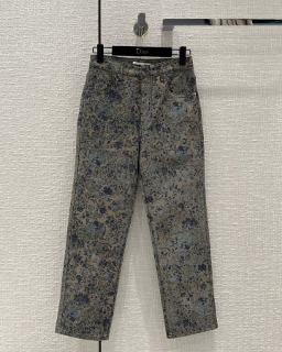 여성 다크 플라워 프린트 디자인 롱팬츠   Women&#039;s Dark Flower Print Design Long Pants
