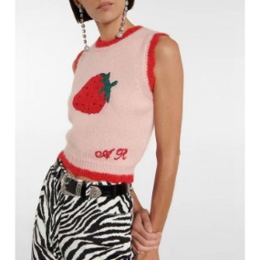 여성 스트로베리 포인트 디자인 조끼  Women&#039;s Strawberry Accentuated Design Vest
