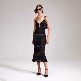 여성 블랙 원피스 가디건 세트   Women&#039;s Black Dress Cardigan Set
