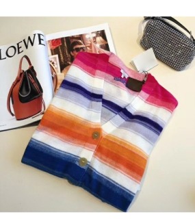 레인보우 줄무늬 니트 가디건R. Rainbow Striped Knit Cardigan