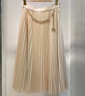 골드 체인 플리츠 롱 스커트         C. Gold chain pleats Long skirts