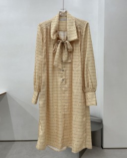 도트 체크무늬 트렌치 롱 원피스  ﻿   C. Dot Checkered Trench Long Dress