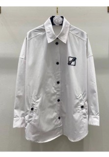 블랙 단추 포인트 화이트 셔츠 자켓    C. Black Button Accent White Shirt Jacket