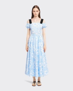 플로럴 프린트 코튼 반팔 원피스 드레스   P. floral print cotton short-sleeved dress