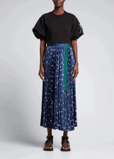 도트 무늬 디자인 주름 랩 스커트   S. Dot-Patterned Design Pleated Wrap Skirt