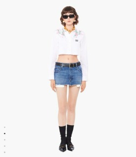 짧은 여성 데님 미니 스커트   M. a short women&#039;s denim mini skirt