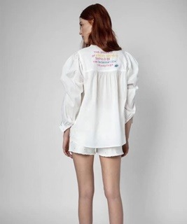 여성 화이트 티기 자수 블라우스    Z. women&#039;s white-tipped embroidered blouse