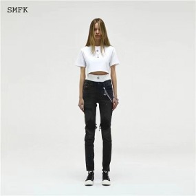 여성 트임 지퍼 디자인 블랙 팬츠   women&#039;s open zipper design black pants