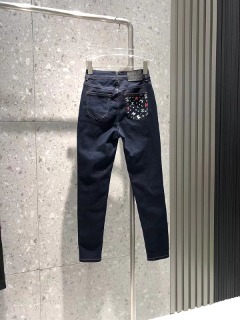 컬러풀 로고 주머니 디자인 다크 청팬츠   colorful logo pocket design dark jeans