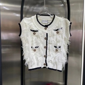여성 세련된 디자인 화이트 민소매 조끼   Women&#039;s Sophisticated Design White Sleeveless Vest