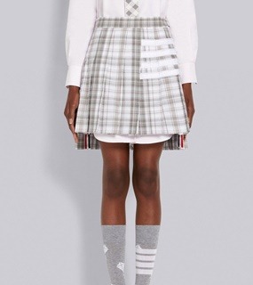 여성 블랙 그레이 체크무늬 미니스커트   Women&#039;s Black Gray Checkered Miniskirt
