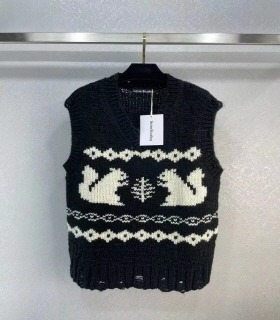 블랙 패턴 니트 조끼  Black Pattern Knit Vest