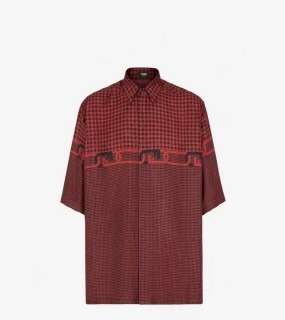 레드 체크무늬 반팔 셔츠  red checkered short-sleeved shirt
