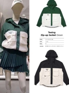 여성 심플 그린 화이트 자켓  Women&#039;s Simple Green White Jacket