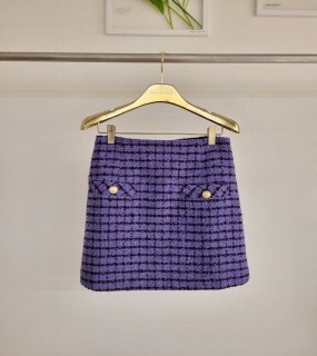 우아한 보라체크 스커트  Elegant Purple Checkered Skirt
