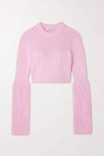 여성 핑크 긴소매 크롭 니트  women&#039;s pink long-sleeved cropped knitwear
