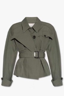 여성 카키 컬러 허리 벨트 야상  women&#039;s khaki color waist belt bomber jacket