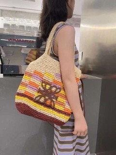 자수 포인트 컬러 에코백  embroidered point color eco bag
