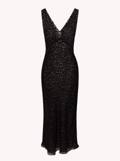 여성 블랙 호피 롱원피스   Women&#039;s Black Leopard Long Dress